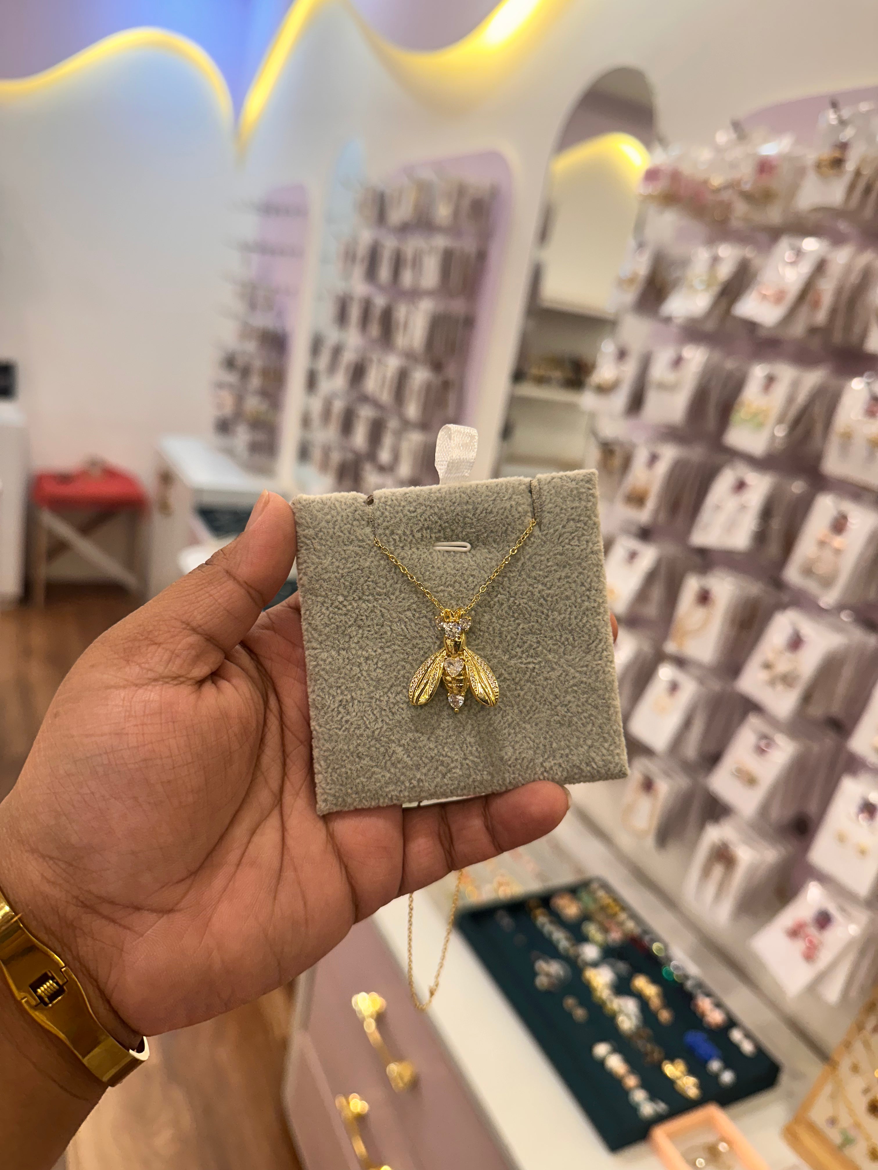 Golden Bee Pendant Necklace