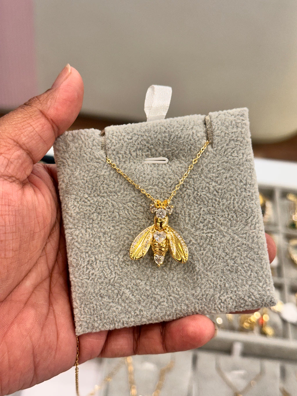 Golden Bee Pendant Necklace