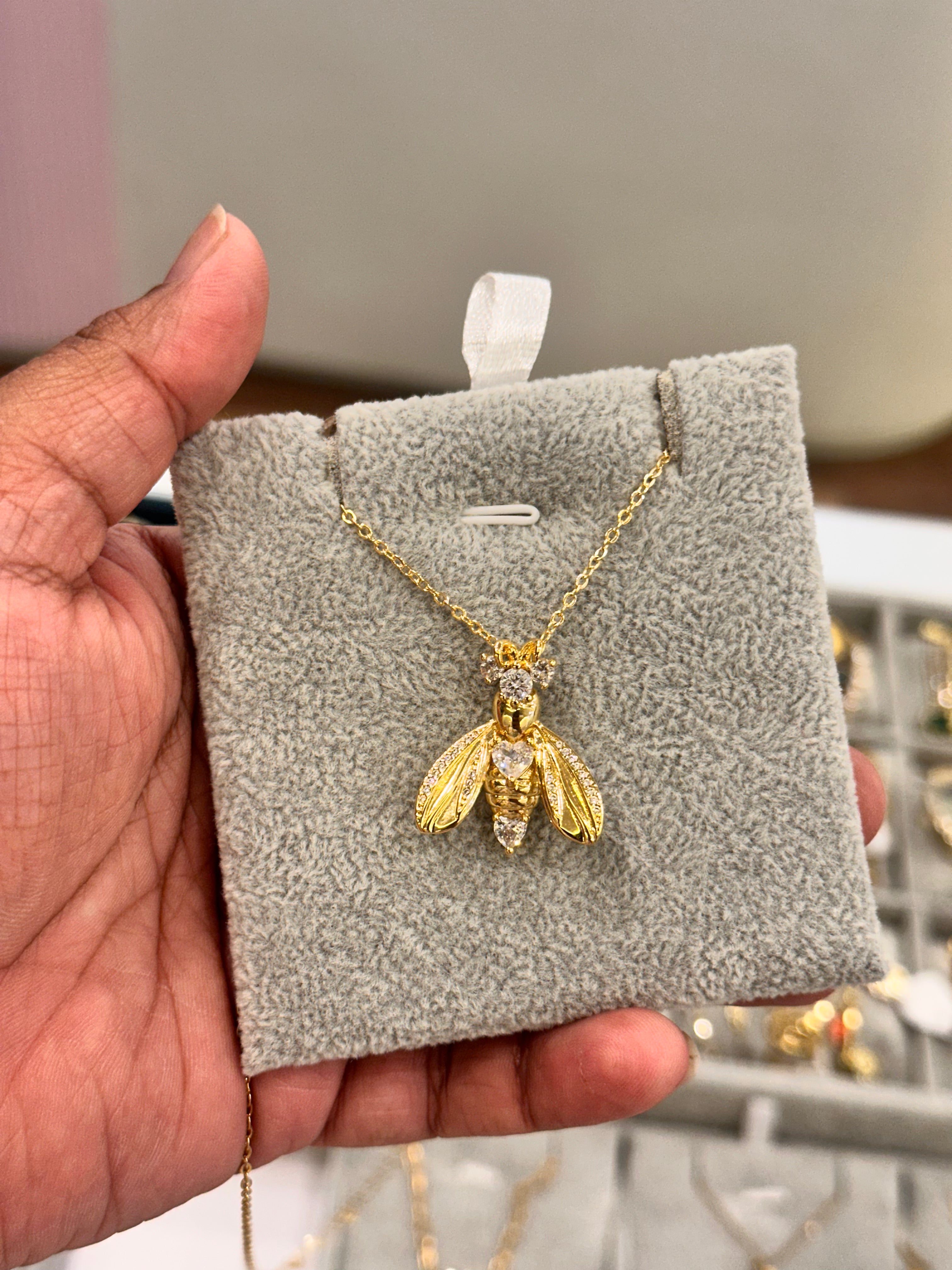 Golden Bee Pendant Necklace